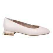 Michael Kors Kräm Läder Ballettflats med Kedja Beige, Dam