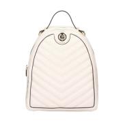 Pollini Ivory Quiltad Ryggsäck med P-Logo Beige, Dam