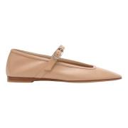 Le Monde Beryl Spetsig Tå Ballerina Flats Beige, Dam