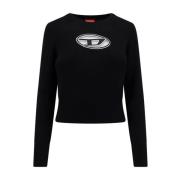 Diesel Svart Stickat med Broderad Oval D Logotyp Black, Dam