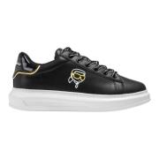 Karl Lagerfeld Svarta Läder Sneakers Kapri Black, Herr