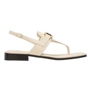 Salvatore Ferragamo Dubbel Gancio Ornament Sandal Beige, Dam