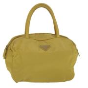 Prada Vintage Pre-owned Nylon handvskor Yellow, Dam