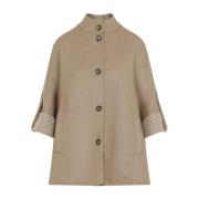 Max Mara Vändbar Logo Cape i Kamel Brown, Dam