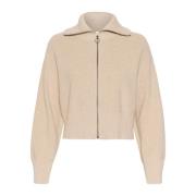 InWear Melange Cardigan med Dragkedja Fram Beige, Dam