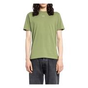 Off White Slim Fit Broderad T-shirt Green, Herr