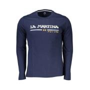 La Martina Bl Embroidered Round Neck Long Sleeve T-shirt Blue, Herr