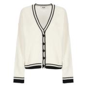 Msgm Vit Ull Cardigan Rund Hals Tröja White, Dam