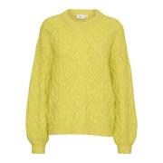 Saint Tropez Geetasz Pullover Stickad Celery Melange Yellow, Dam