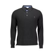 U.s. Polo Assn. Elegant långärmad polo med armbågslappar Black, Herr