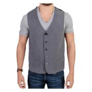 Costume National Gr Casual Vest Italiensk Elegans Gray, Herr