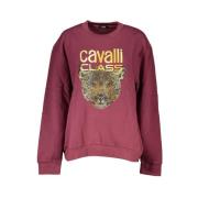 Cavalli Class Lila Fleece Sweatshirt med Logotryck Purple, Herr