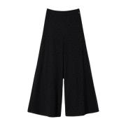 Twinset Wide Trousers Black, Dam