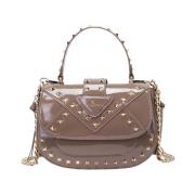 La Carrie Studded Beige Handväska med Avtagbar Rem Brown, Dam