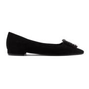 Roberto Festa Svart mocka Amaia loafer med juvel detalj Black, Dam