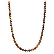 Nialaya Beaded Necklace with Brown Tiger Eye and Gold Yellow, Herr