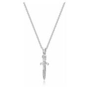 Nialaya Mens Silver Skull Sword Necklace Gray, Herr