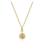 Nialaya Gold Necklace with Mini Evil Eye Pendant Yellow, Dam