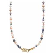 Nialaya Multi-Colored Pearl Necklace with Gold Plated Panther Head Loc...