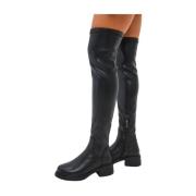 Cesare Gaspari Stiliga Suede Over-the-Knee Stövlar Black, Dam