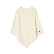 Busnel Guld Knapp Merinoull Poncho Beige, Dam