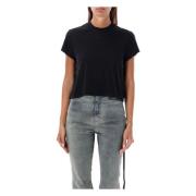 Rick Owens Svart Cropped T-shirt Black, Dam