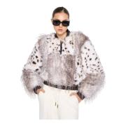 Silvian Heach Faux Fur Crop Stickad Kant Dragkedja White, Dam