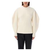 Jil Sander Ballongärmstickad Chalk Sweater Beige, Dam