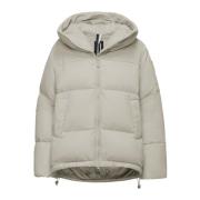 BomBoogie Nagoya Cape - Oversize Bi-Material Dunfylld Cape Beige, Dam