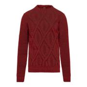 BomBoogie Herr Pullover med Diamantmönster i Ullblandning Red, Herr