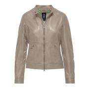 BomBoogie Slim-Fit Biker Läderjacka Gray, Dam