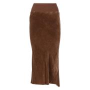 Rick Owens Brun Sammet Asymmetrisk Kjol Kvinna Brown, Dam