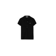 Lacoste Svarta Polo T-shirts med Krokodillogotyp Black, Dam