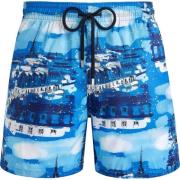 Vilebrequin Lättvikts City of Light Rooftop Badshorts Blue, Herr