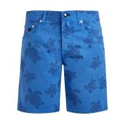 Vilebrequin Herr Bermuda Shorts med Sköldpadda Tryck Blue, Herr