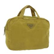 Prada Vintage Pre-owned Nylon handvskor Yellow, Dam