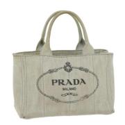 Prada Vintage Pre-owned Canvas handvskor White, Dam