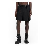 Sacai Svart Bältesveckade Shorts Black, Herr