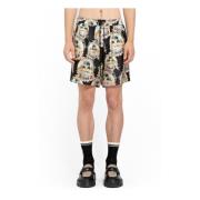 Amiri Palm Print Silkes Shorts Black, Herr