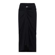 Dries Van Noten Svart Sarong-Stil Draperad Kjol Black, Dam