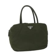 Prada Vintage Pre-owned Nylon handvskor Green, Dam