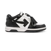 Off White Svarta Distressed Läder Sneakers Black, Herr