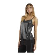 Molly Bracken Paljett Cami Topp - V-ringad Stil Gray, Dam