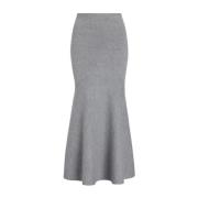 Patou Grå Ull Stickad Peplum Kjol Gray, Dam