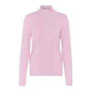 Cream Hög Hals Pullover Stickat Dawn Pink Pink, Dam