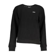 Fila Broderad Crewneck Sweater Borstad Textur Black, Dam