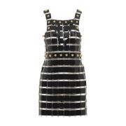 Paco Rabanne Svart Vinyl Klänning Modern Gudinna Stil Black, Dam