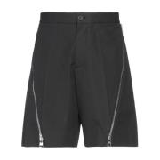 Alexander McQueen Bomull Bermuda Shorts med Dragkedja Detaljer Black, ...