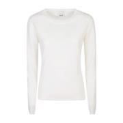 Allude Rundhalsstrickpullover White, Dam