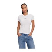 Tommy Jeans Print Logo Slim Fit T-Shirt White, Dam